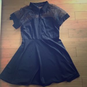 Sheer top collared black dress